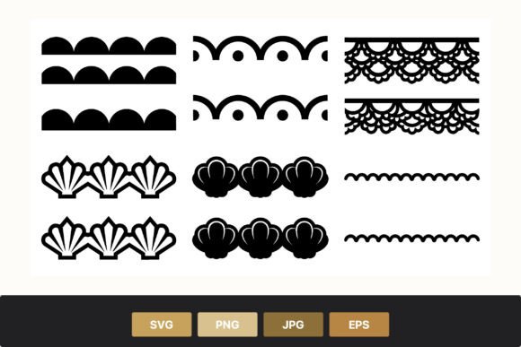 Download Black Scallop Shell Lace Borders - Shell Collection