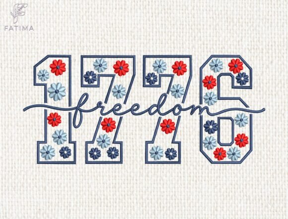 Download 1776 Freedom Floral Embroidery Design - Floral embroidery Collection