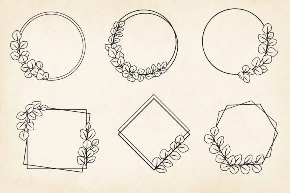 Download Eucalyptus Wreaths Hand-drawn SVG, EPS - Drawn Collection