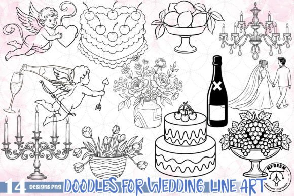 Download Doodles for Wedding Line Art PNG - Wedding Collection