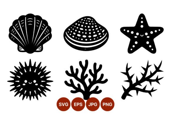 Download Cute Sea Shell and Starfish Vector Icons - Shell Collection