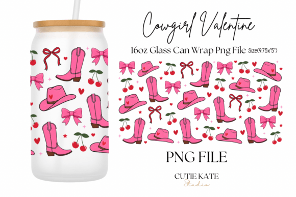 Download Pink Cowgirl Valentine Glass Wrap PNG - Ink Collection