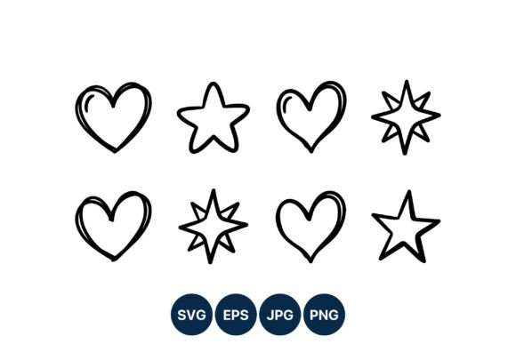 Download Hand Drawn Hearts and Stars Vector Set - Drawn Collection