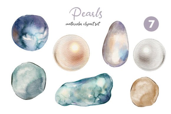 Download Watercolor Pearl Clipart Hand-Drawn Set - Drawn Collection