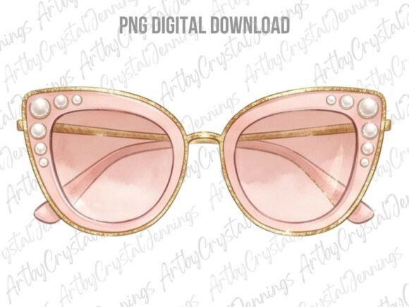 Download Pink Pearl Cat Eye Sunglasses PNG - Ink Collection