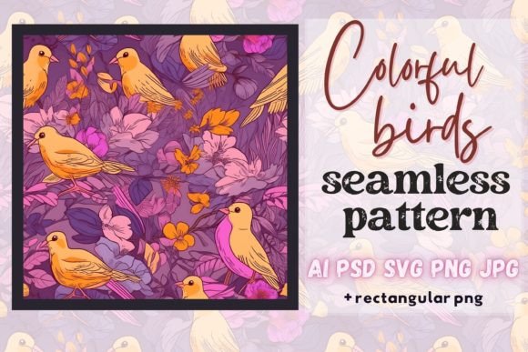 Download Colorful Exotic Pink Floral Bird Pattern - Ink Collection