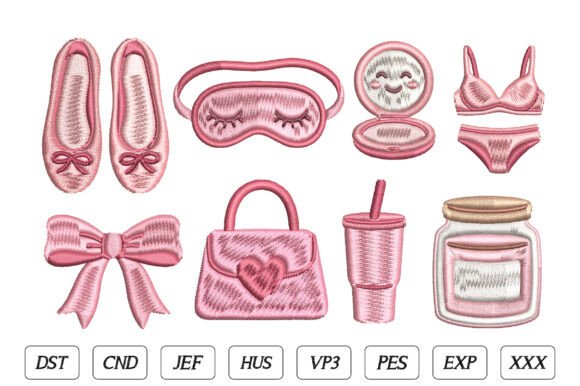 Download Mini Pink Girly Embroidery Bundle - Ink Collection