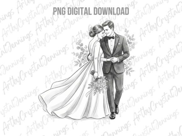 Download Wedding Couple Line Art PNG - Wedding Collection