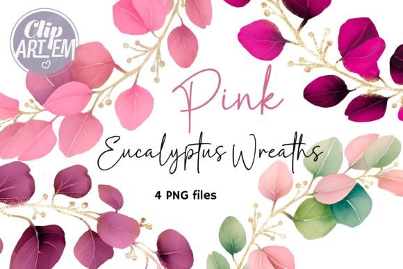 Download Pink Green Eucalyptus 4 Wreaths ClipArt - Ink Collection